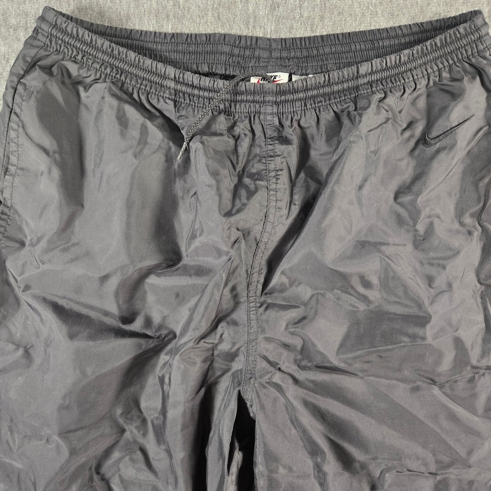 Vintage Nike Track Pants Mens Large Black Nylon Windbreaker Ankle Zip Swoosh - Picture 3 of 9